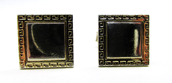 Men's Vintage Jewelry 1960s Retro High Caliber Geometric Cufflinks - Front