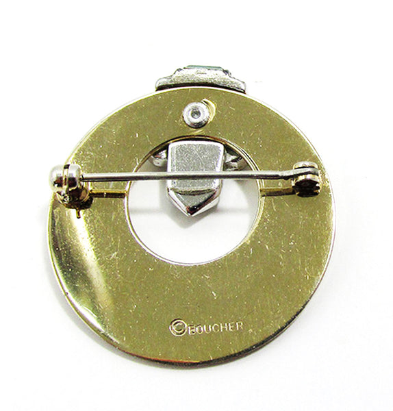 Boucher 1950s Vintage Jewelry Gorgeous Aquamarine Diamante Pin - Back