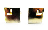 Swank 1960s Vintage Men's Jewelry Elegant Gold Geometric Cufflinks - Front - Thumbnail