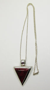 Vintage 1980s Stunning Retro Red Jasper Gemstone Geometric Pendant
