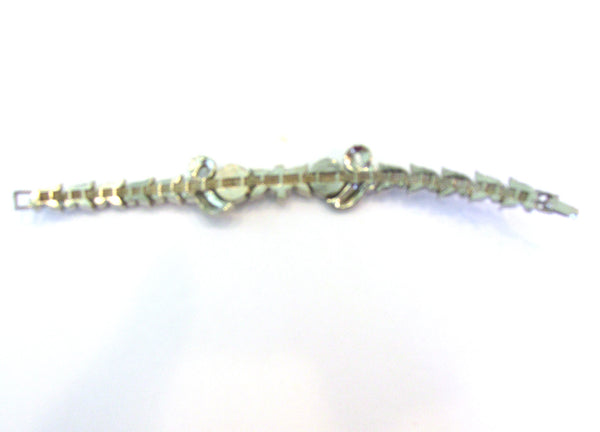 Vintage Jewelry 1930s Art Nouveau Style Diamante Floral Bracelet - Back