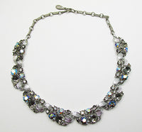 Vintage Mid Century 1950s Elegant Black Diamond Floral Necklace - Thumbnail