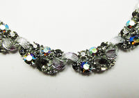 Vintage Mid Century 1950s Elegant Black Diamond Floral Necklace - Thumbnail