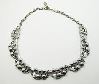 Vintage Mid Century 1950s Elegant Black Diamond Floral Necklace - Thumbnail