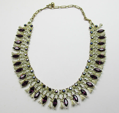 Coro Vintage 1950s Dazzling Mid Century Amethyst Link Necklace