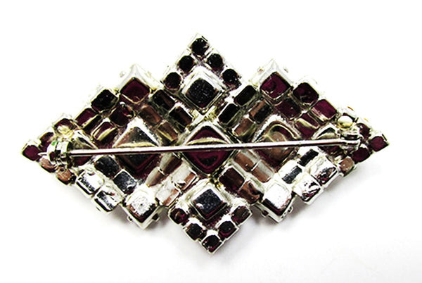 Vintage 1950s Costume Jewelry Eye-Catching Geometric Diamante Pin - Back
