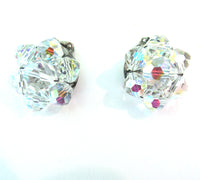 Jewelry Vintage 1950s Mid-Century Crystal Button Earrings - Front - Thumbnail