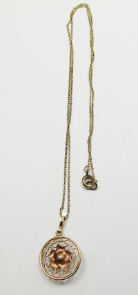 Krementz Vintage 1950s Delicate Gold Filled Floral Rose Pendant - Thumbnail