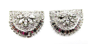 Stunning Vintage 1930s Jewelry Superb Art Deco Diamante Dress Clips - Front