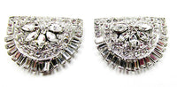 Stunning Vintage 1930s Jewelry Superb Art Deco Diamante Dress Clips - Front - Thumbnail