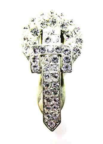 Vintage 1930s Costume Jewelry Art Deco Dainty Diamante Dress Clip - Front