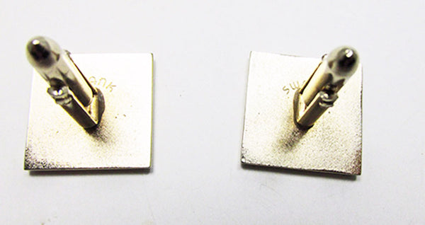 Swank Men's Vintage Jewelry 1960s Retro Gold Etched Cufflinks - Back
