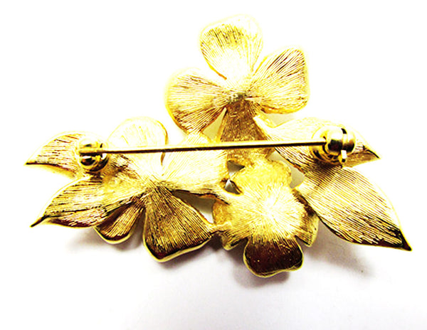 Trifari 1960s Vintage Jewelry Realistic Dogwood Blossoms Pin - Back