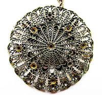 1920s Vintage Jewelry Art Nouveau Amethyst Diamante Floral Pendant - Thumbnail