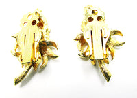 1950s Vintage Jewelry Diamante Aurora Borealis and Pearl Earrings - Back - Thumbnail