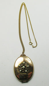 Vintage 1940s Gorgeous Retro Engraved Gold and Pearl Pendant Locket