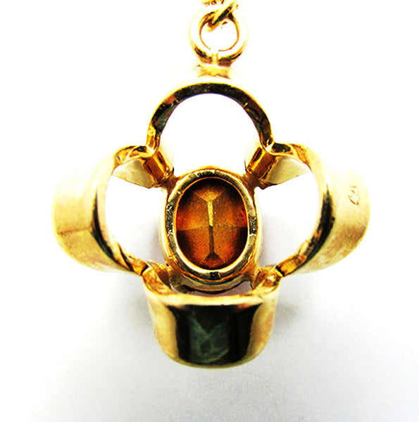 Krementz 1960s Vintage Jewelry Distinctive Red Diamante Pendant - Back
