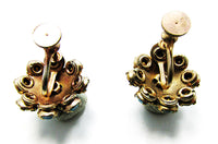 Vintage 1950s Jewelry Dainty Mid-Century Aquamarine Diamante Earrings - Back - Thumbnail