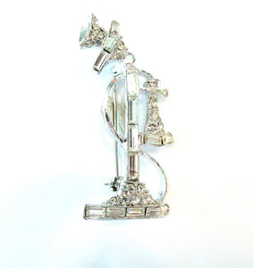 Delightful Vintage Mid-Century Sparkling Old Fashioned Telephone Pin - Front