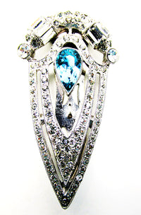 Vintage 1930s Costume Jewelry Exceptional Art Deco Diamante Dress Clip - Front - Thumbnail