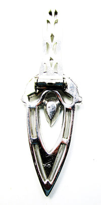 Vintage 1930s Costume Jewelry Exceptional Art Deco Diamante Dress Clip - Back - Thumbnail