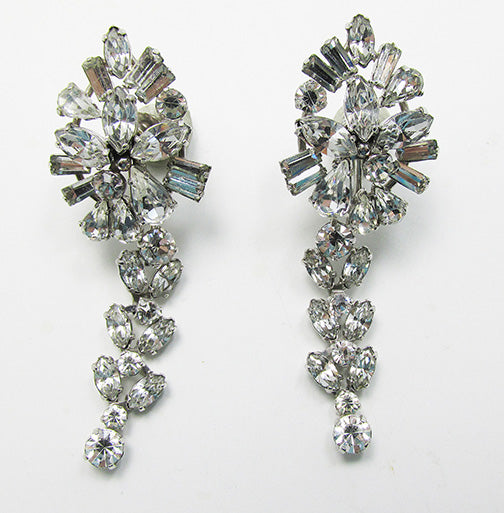 Vintage 1950s Mid Century Glamour Rhinestone Drop Earrings