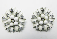 Charel Vintage 1950s Enamel, Bead, and Rhinestone Button Earrings - Thumbnail