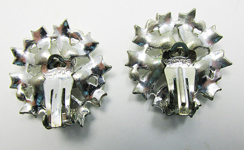 Charel Vintage 1950s Enamel, Bead, and Rhinestone Button Earrings