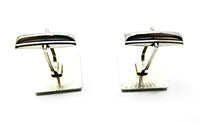 Vintage 1960s Men's Costume Jewelry Engraved Silver Cufflinks - Back - Thumbnail