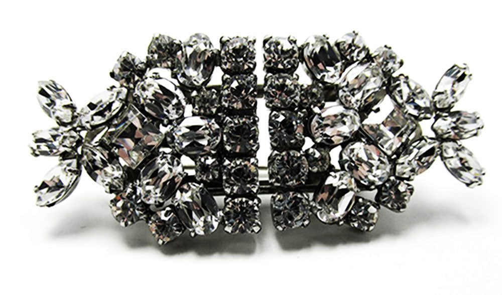 Vintage 1930s Costume Jewelry Sparkling Art Deco Clear Diamante Duette - Front