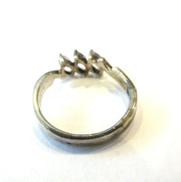 Vintage 1980s Contemporary Style Amethyst and Sterling Silver Ring - Back - Thumbnail