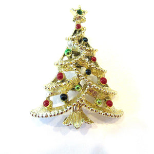 Signed Gerry's Vintage 1960s Enameled Christmas Tree Pin - Front