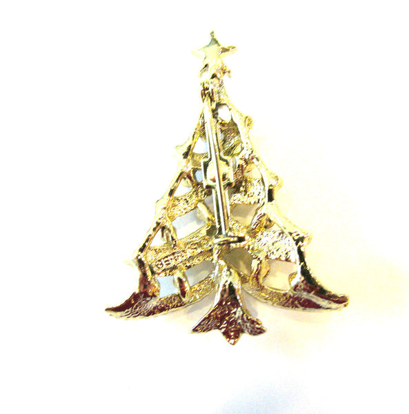 Signed Gerry's Vintage 1960s Enameled Christmas Tree Pin - Back