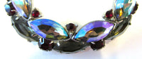 Dramatic Vintage 1950s Mid-Century and Silver RhinestioneCircle Pin - Close Up - Thumbnail