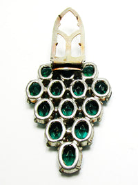 1930s Vintage Jewelry Striking Art Deco Emerald Diamante Dress Clip - Back - Thumbnail