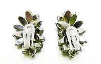Weiss 1950s Designer Vintage Jewelry Onyx Diamante Floral Earrings - Back - Thumbnail
