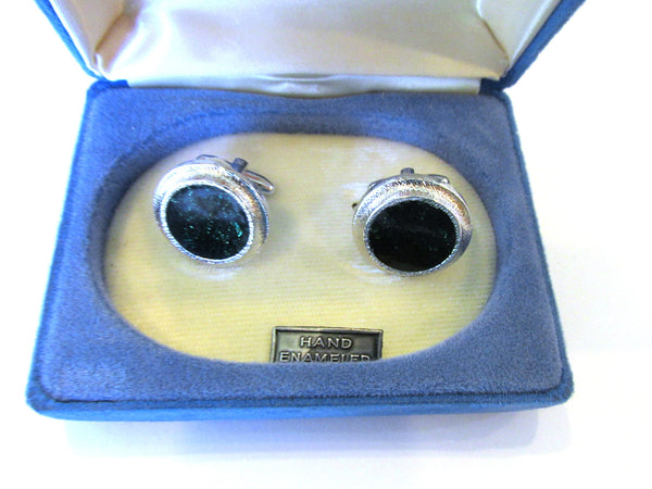 Hickok 1960s Mid-Century Men's Tasteful Hand Enameled Cufflinks - Box