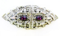 Vintage 1930s Jewelry Stunning Art Deco Amethyst Diamante Duette - Front - Thumbnail