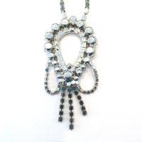 Dramatic Vintage 1950s Mid-Century Clear Diamante Drop Necklace - Back - Thumbnail