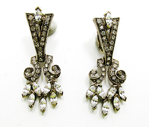 Vintage 1970s Jewelry Contemporary Style Diamante Glamour Earrings - Front