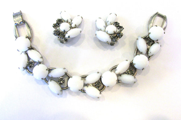 Vintage 1960s Designer Juliana Diamante Bracelet and Earrings Set - Front Set