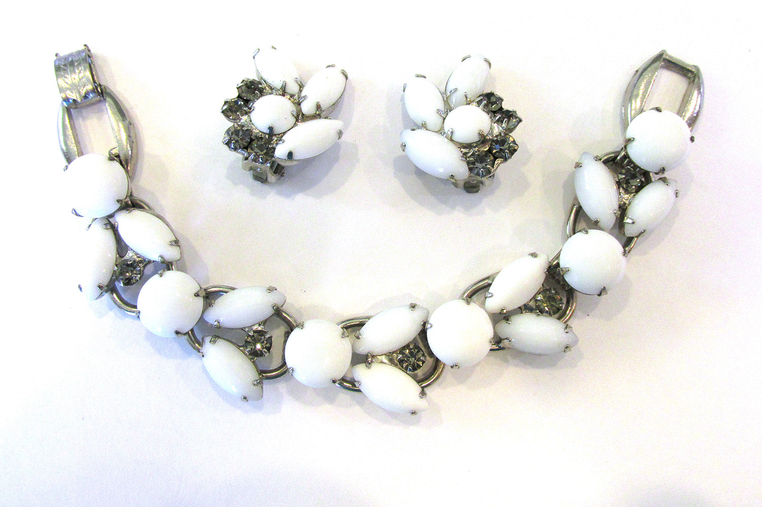 Vintage 1960s Designer Juliana Diamante Bracelet and Earrings Set - Front Set