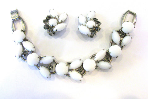 Vintage 1960s Designer Juliana Diamante Bracelet and Earrings Set - Front Set