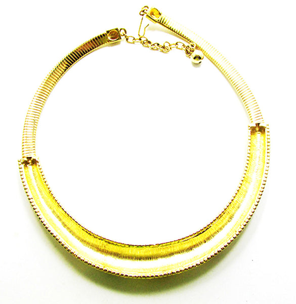 Vintage 1970s Jewelry Striking Celtic Style Diamante Cabochon Necklace - Back