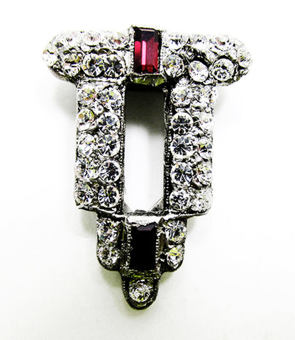 Vintage Costume Jewelry 1930s Striking Art Deco Diamante Dress Clip - Front