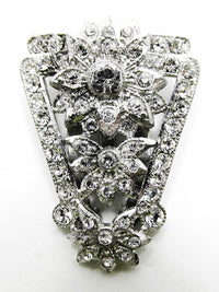 Vintage 1930s Costume Jewelry Art Deco Diamante Floral Dress Clip - Front - Thumbnail
