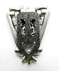 Vintage 1930s Costume Jewelry Art Deco Diamante Floral Dress Clip - Clip Mechanism - Thumbnail