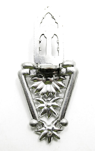 Vintage 1930s Costume Jewelry Art Deco Diamante Floral Dress Clip - Back