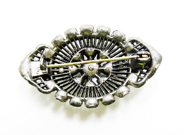 Vintage 1930s Jewelry Distinctive Multi-Colored Diamante Pin - Back