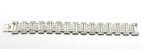 Vintage Jewelry Dazzling 1940s Retro Diamante Geometric Link Bracelet - Front